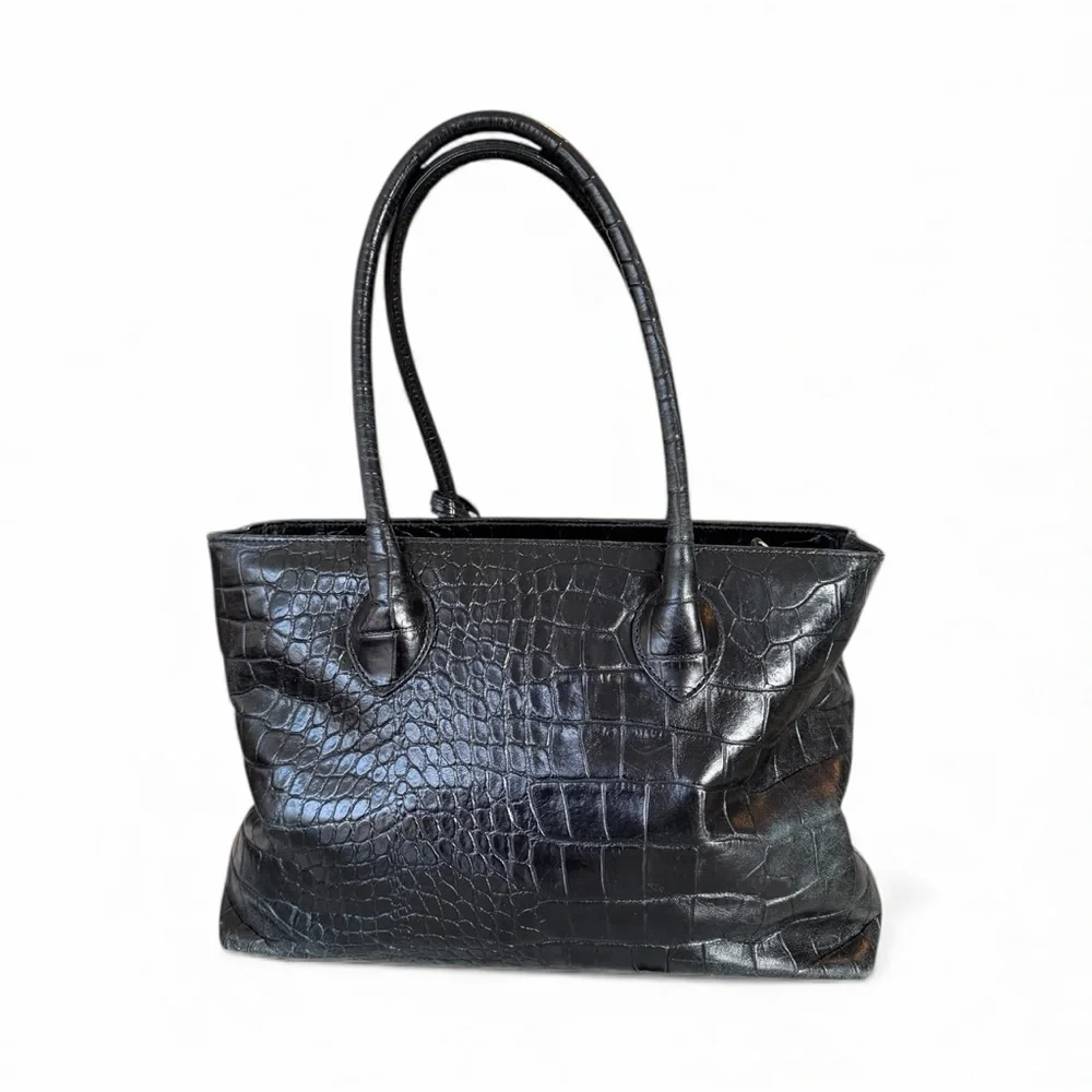 Furla black crocodile